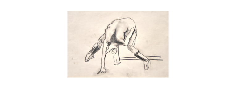 Desnudo mujer agachada